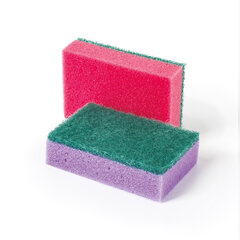 Губки для посуды 9,6&times;6,4&times;2,7 см, КОМПЛЕКТ 10 шт., MAXI, поролон с абразивным слоем, LAIMA К0003, 601552