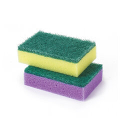 Губки для посуды 9,6&times;6,4&times;2,7 см, КОМПЛЕКТ 10 шт., MAXI, поролон с абразивным слоем, LAIMA К0003, 601552