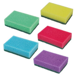 Губки для посуды 9,6&times;6,4&times;2,7 см, КОМПЛЕКТ 10 шт., MAXI, поролон с абразивным слоем, LAIMA К0003, 601552