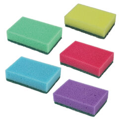 Губки для посуды 9,6&times;6,4&times;2,7 см, КОМПЛЕКТ 10 шт., MAXI, поролон с абразивным слоем, ОФИСМАГ К0012, 601553