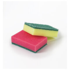 Губки для посуды 9,6&times;6,4&times;2,7 см, КОМПЛЕКТ 10 шт., MAXI, поролон с абразивным слоем, ОФИСМАГ К0012, 601553