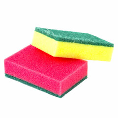 Губки для посуды 9,6&times;6,4&times;2,7 см, КОМПЛЕКТ 5 шт., MAXI, поролон с абразивным слоем, LAIMA К0013, 601554