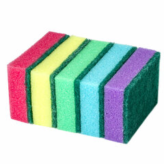 Губки для посуды 9,6&times;6,4&times;2,7 см, КОМПЛЕКТ 5 шт., MAXI, поролон с абразивным слоем, LAIMA К0013, 601554