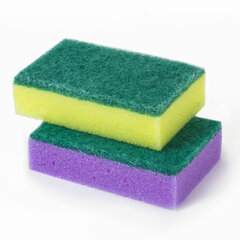 Губки для посуды 9,6&times;6,4&times;2,7 см, КОМПЛЕКТ 5 шт., MAXI, поролон с абразивным слоем, LAIMA К0013, 601554