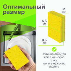 Губки для посуды 9,5&times;6,5&times;2 см, КОМПЛЕКТ 2 шт., ЦЕЛЛЮЛОЗНЫЕ (губчатые), LAIMA К1000, 601590