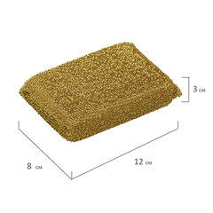 Губки для посуды 11,5&times;7,8&times;2,8 см, КОМПЛЕКТ 2 шт., поролон в металлизированной оплетке, LAIMA К1011, 601592