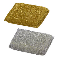 Губки для посуды 11,5&times;7,8&times;2,8 см, КОМПЛЕКТ 2 шт., поролон в металлизированной оплетке, LAIMA К1011, 601592