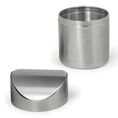 Урна настольная 1,2 литра для мусора с качающейся крышкой, d 12&times;16,5 см, нержавеющая сталь, LAIMA, 601618