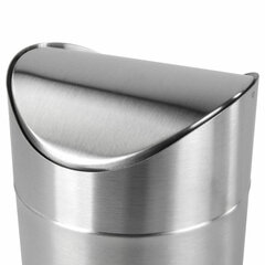 Урна настольная 1,2 литра для мусора с качающейся крышкой, d 12&times;16,5 см, нержавеющая сталь, LAIMA, 601618