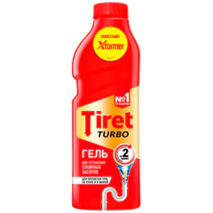 Средство для прочистки канализационных труб 1 л, TIRET (Тирет) "Turbo", гель