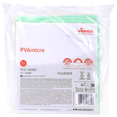 Салфетка VILEDA PROFESSIONAL "ПВАмикро", КОМПЛЕКТ 5 шт., искусственная замша, зеленая, 35х38 см, 143593