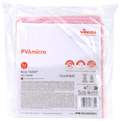 Салфетки VILEDA PROFESSIONAL &laquo;ПВАмикро&raquo;, КОМПЛЕКТ 5 шт., искусственная замша, красная, 35&times;38 см