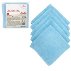 Салфетки VILEDA PROFESSIONAL &laquo;МикроТаффПлюс&raquo;, КОМПЛЕКТ 5 шт., микрофибра, голубые, 38&times;38 см, 340 г/<wbr/>м<sup>2</sup>, 174192