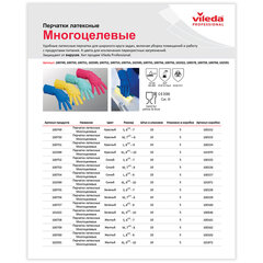 Перчатки VILEDA PROFESSIONAL многоцелевые латексные МНОГОРАЗОВЫЕ х/<wbr/>б напыление, ПРОЧНЫЕ, размер XL (очень большой), синие, 174357