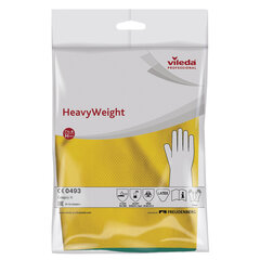 Перчатки МНОГОРАЗОВЫЕ латексные VILEDA, х/<wbr/>б напыление, СВЕРХПРОЧНЫЕ (неопрен), размер 7,5-8, M (средний), зелено-желтые, вес 120 г, 174305