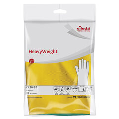 Перчатки МНОГОРАЗОВЫЕ латексные VILEDA, х/<wbr/>б напыление, СВЕРХПРОЧНЫЕ (неопрен), размер 8,5-9, L (большой), зелено-желтые, вес 125 г, 174307