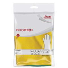 Перчатки МНОГОРАЗОВЫЕ латексные VILEDA, х/<wbr/>б напыление, СВЕРХПРОЧНЫЕ (неопрен), размер 9,5-10, XL (оч большой), зелено-желтые, 130 г, 174309