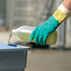 Перчатки МНОГОРАЗОВЫЕ латексные VILEDA, х/<wbr/>б напыление, СВЕРХПРОЧНЫЕ (неопрен), размер 9,5-10, XL (оч большой), зелено-желтые, 130 г, 174309