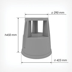 Стремянка-табурет передвижная, 2 ступени, на колесах (под нагрузкой статична), 43 см, пластик, до 150 кг
