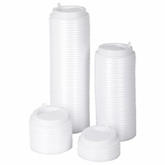 Крышка для стакана 200-250 мл, диаметр 80 мм, 100 штук с клапаном-носиком, белая, СКАНДИПАКК, 8027