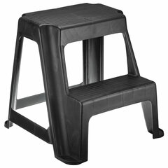 Стремянка-табурет, 2 ступени, стационарная, пластиковая, нагрузка 120 кг, вес 2,4 кг, черная, IDEA