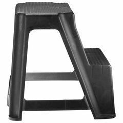 Стремянка-табурет, 2 ступени, стационарная, пластиковая, нагрузка 120 кг, вес 2,4 кг, черная, IDEA