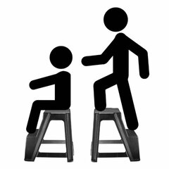 Стремянка-табурет, 2 ступени, стационарная, пластиковая, нагрузка 120 кг, вес 2,4 кг, черная, IDEA