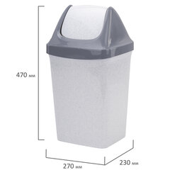 Ведро мусорное с КРЫШКОЙ (качающейся) 15 литров, &laquo;СВИНГ&raquo;, 47&times;27&times;23 см, серое, IDEA, М 2462