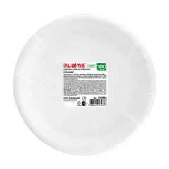 Одноразовые тарелки плоские, КОМПЛЕКТ 100 шт., пластик, d=220 мм, СТАНДАРТ, белые, ПП, холодное/<wbr/>горячее, LAIMA, 602649