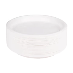 Одноразовые тарелки плоские, КОМПЛЕКТ 100 шт., пластик, d=220 мм, СТАНДАРТ, белые, ПП, холодное/<wbr/>горячее, LAIMA, 602649