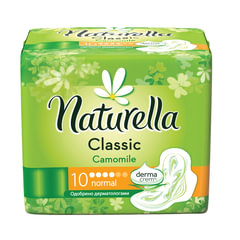 Прокладки женские гигиенические NATURELLA (Натурелла) Classic Camomile Normal, КОМПЛЕКТ 10 шт.