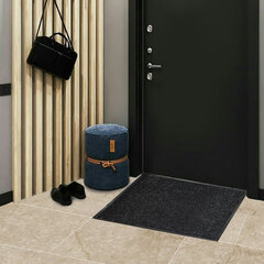 Коврик входной ворсовый влаго-грязезащитный 60&times;90 см, толщина 7 мм, ребристый, черный, LAIMA, 602869