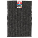 Коврик входной ворсовый влаго-грязезащитный 60х90 см, толщина 7 мм, ребристый, черный, LAIMA, 602869