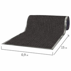 Коврик дорожка ворсовый влаго-грязезащита 0,9&times;15 м, толщина 7 мм, черный, В РУЛОНЕ, LAIMA, 602880