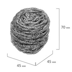 Губки (мочалки) металлические, спиральные, 3&times;20 г, КОМПЛЕКТ 3 шт., для посуды, гриля, плиты, LAIMA, 603102