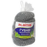 Губки (мочалки) металлические, сетчатые, 6х15 г, КОМПЛЕКТ 6 шт., для посуды, гриля, плиты, LAIMA, 603103
