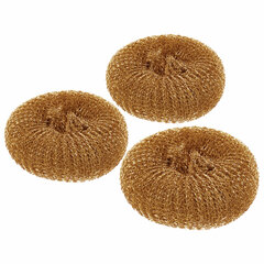 Губки (мочалки) медные, сетчатые, 3&times;15 г, КОМПЛЕКТ 3 шт., для посуды, гриля, плиты, LAIMA, 603104