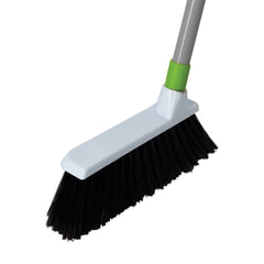 Совок для мусора КОМПЛЕКТ щетка + 2 рукоятки по 80 см с резьбой, &laquo;ЛЕНИВКА&raquo;, бело-зеленый, ЛЮБАША, 603616