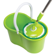 Швабра с отжимом и ведром 7л/<wbr/>5л, отжим центрифуга / рукоятка, 2 круглые насадки, крепление кольцо, зеленый, LAIMA 603624