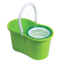 Швабра с отжимом и ведром 7л/<wbr/>5л, отжим центрифуга / рукоятка, 2 круглые насадки, крепление кольцо, зеленый, LAIMA 603624