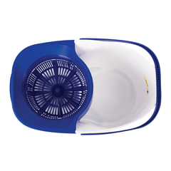 Швабра с отжимом и ведром 18л/<wbr/>8л, центрифуга, отжим педалью, 2 флаундера/<wbr/>насадки круглый и прямоугольный, бело-синий, LAIMA 603625