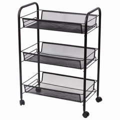 Этажерка (тележка) BRABIX офисно-бытовая 3 яруса, на колесах, металл, черная, 43,5&times;26&times;62,5 см, 603751