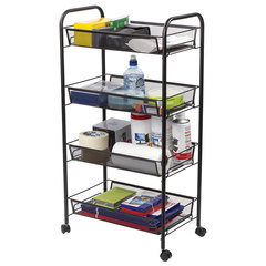 Этажерка (тележка) BRABIX офисно-бытовая 4 яруса, на колесах, металл, черная, 43,5&times;26&times;83,5 см, 603753