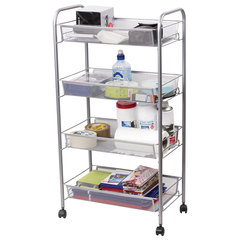 Этажерка (тележка) BRABIX офисно-бытовая 4 яруса, на колесах, металл, серебристая, 43,5&times;26&times;83,5 см, 603754