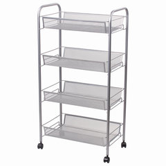 Этажерка (тележка) BRABIX офисно-бытовая 4 яруса, на колесах, металл, серебристая, 43,5&times;26&times;83,5 см, 603754