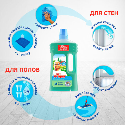 Средство для мытья пола и стен 1 л, MR.PROPER (Мистер Пропер), "Горный ручей и прохлада", MP-8151942