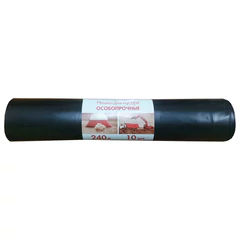 Мешки для мусора 240 л, черные, в рулоне 10 шт., ПВД, 100 мкм, 90&times;135 см, особо прочные, КБ, 3170