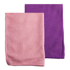 Салфетки из МИКРОФИБРЫ универсальные 25&times;25 см, КОМПЛЕКТ 2 шт., ассорти, 180 г/<wbr/>м<sup>2</sup>, ОФИСМАГ, 603941