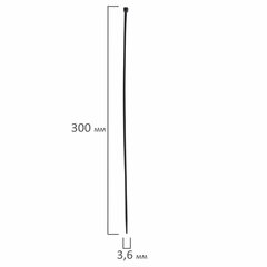 Хомуты (стяжки), нейлоновые, 3,6 мм х 300 мм, комплект 100 шт., черные, европодвес, 57-0301