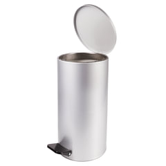 Урна для мусора с педалью 40 литров, УСИЛЕННОЕ, серая, оцинкованная сталь, ТИТАН